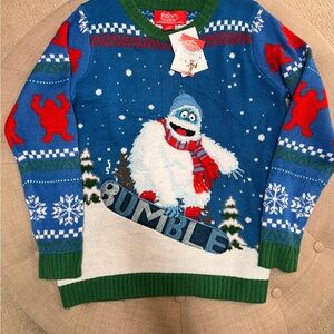Ugly Christmas sweater Women's/teen Festive Blue and Red Sweater